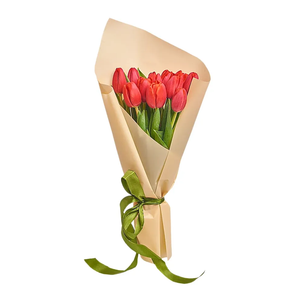 11 красных тюльпанов