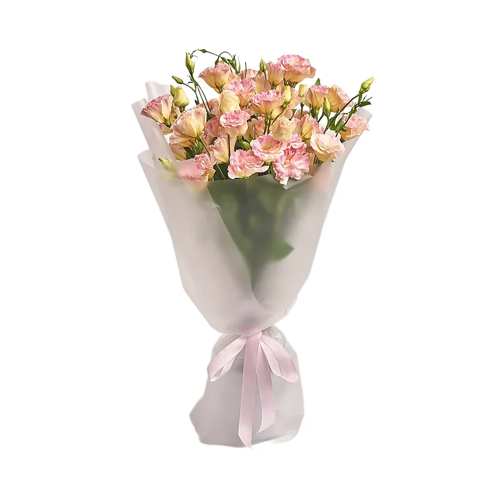 Букет из 15 коралловых лизиантусов