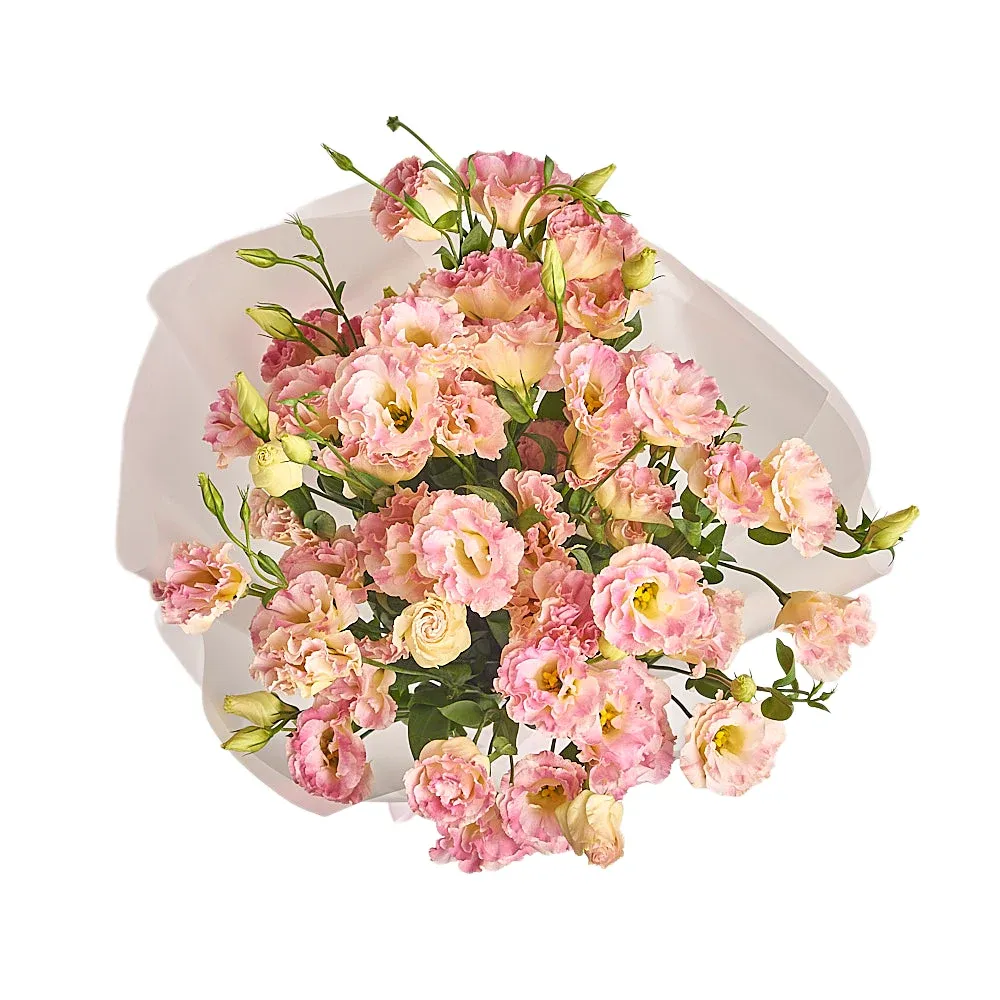 Букет из 15 коралловых лизиантусов