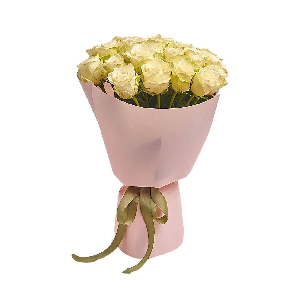 Букет из 25 бело-зеленых роз