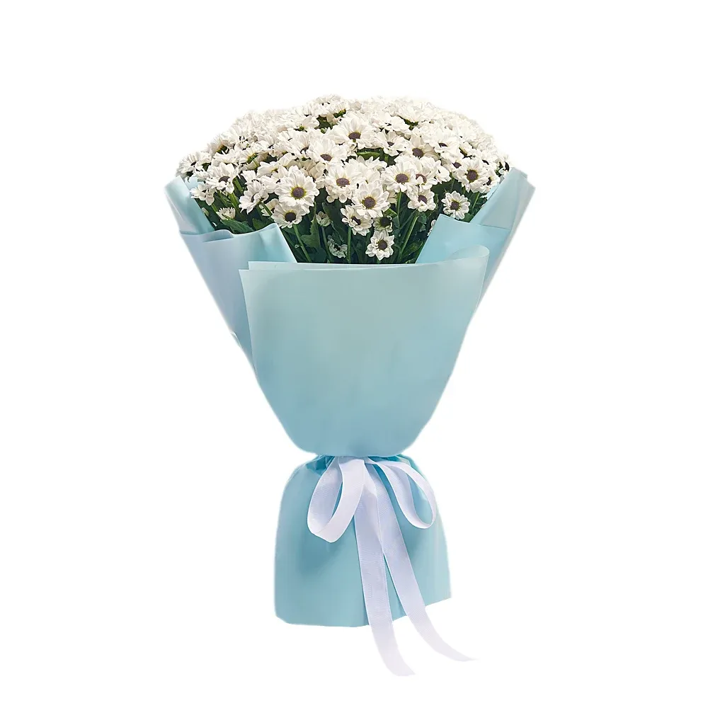 Букет из 25 белых хризантем Сантини